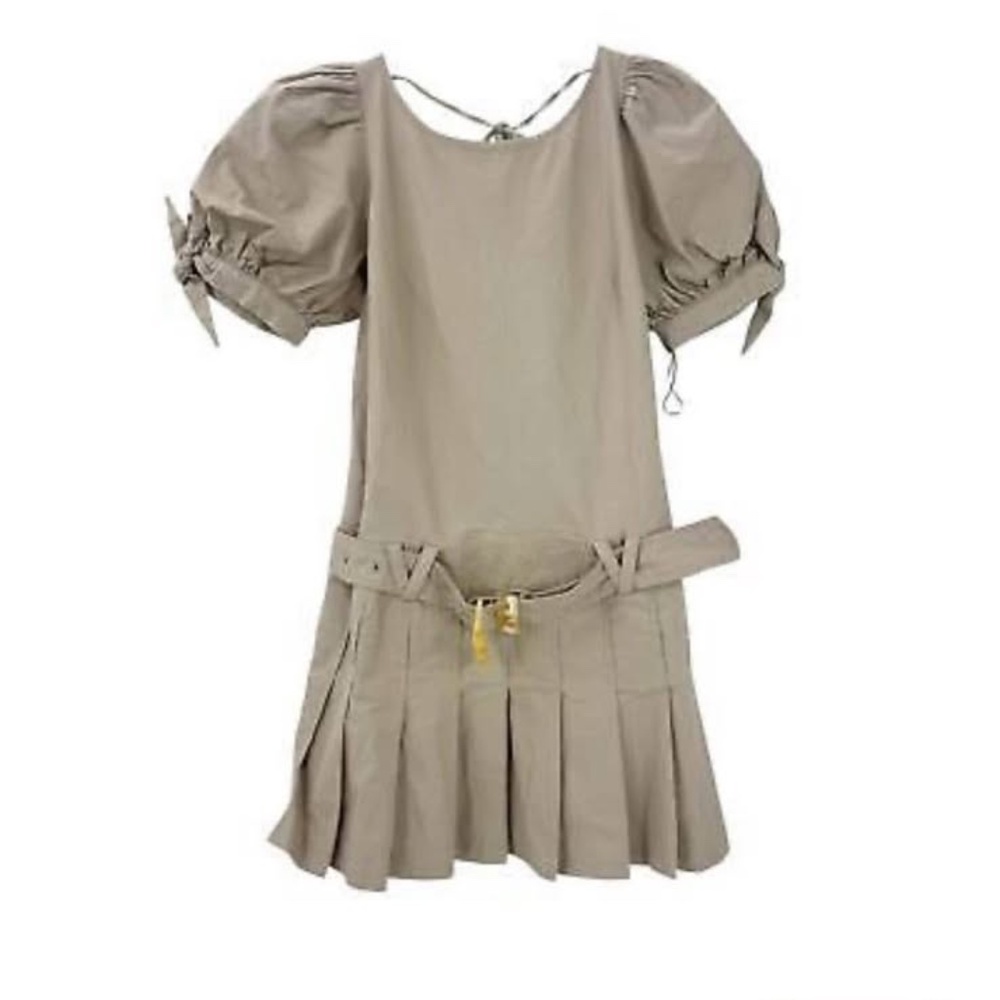 FREE PEOPLE SEVI MINI DRESS PUFF SLEEVE EDITORIALIST IN FRENCH OAK BRAND NEW! S